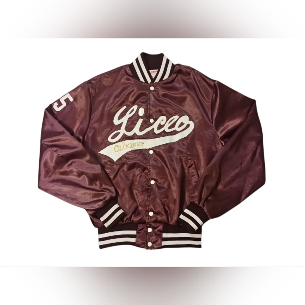 Vintage 50's Liceo Cubano Baseball Satin Varsity Jacket Jacket